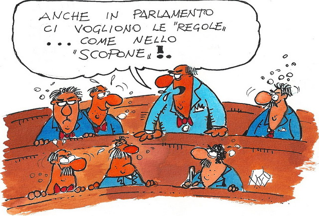 Vignetta di Fleo: Mammì le regole in parlamento